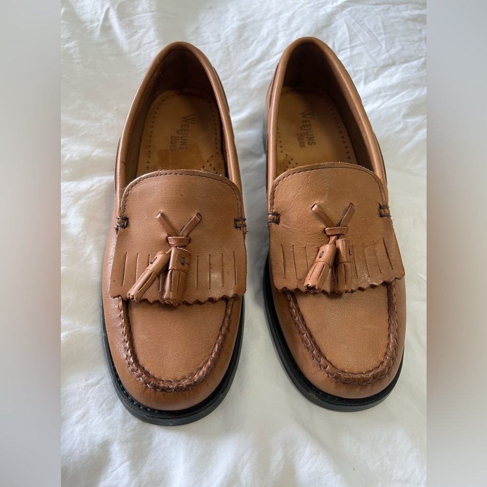 Bass Weejuns Marietta II Moc Toe Tassel Nubuck Leather Loafers Shoes Size 7